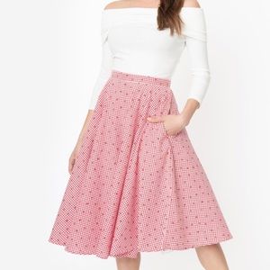 NWT Unique Vintage red gingham picnic skirt